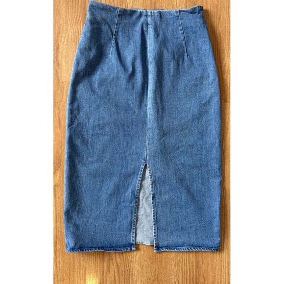 J Crew Light Wash Denim Pencil Skirt Front Slit Size 25 - Picture 2 of 8